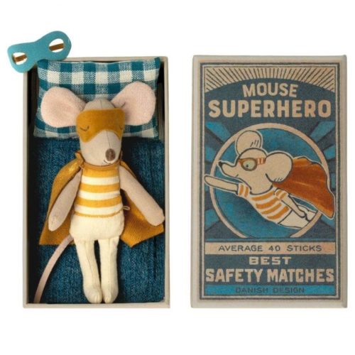 Maileg Little Brother Mouse Superhero Matchbox
