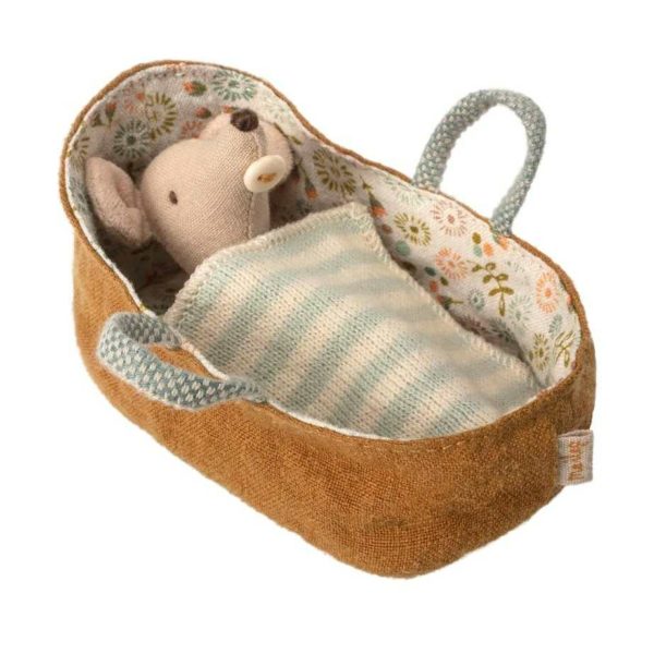 Maileg Baby Mouse with Carry Cot