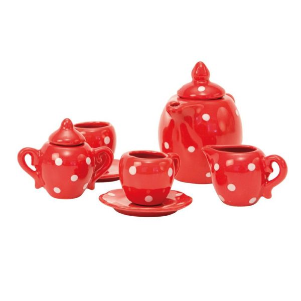 Grand Family Red Ceramic Tea Set