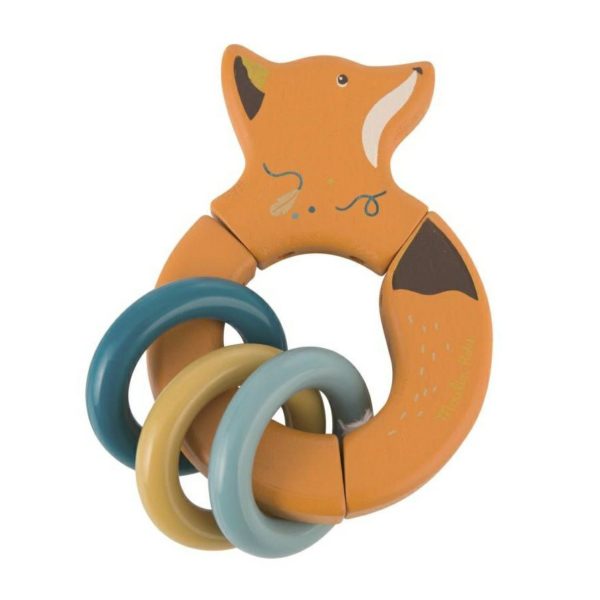 Moulin Roty Olgas Travel Wooden Fox Rattle