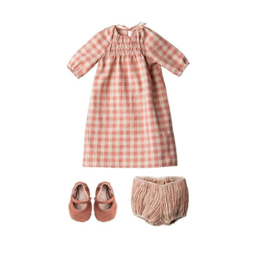 Maileg Size 5 Gingham Dress and Shoes