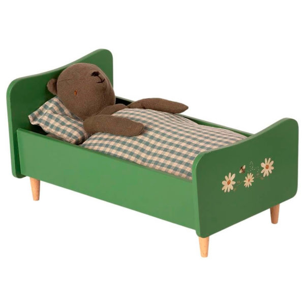 Maileg Teddy Dad Wooden Bed green