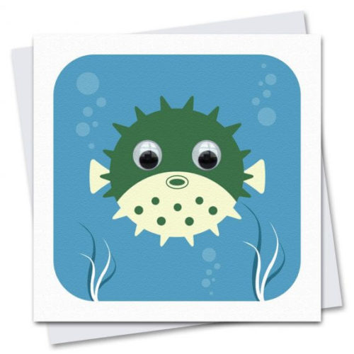 Stripey Cats Puffer Fish Card