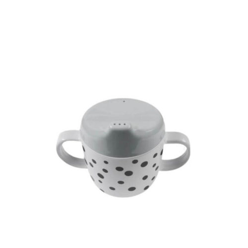 Two Handle Spout Cup Happy Dots grey