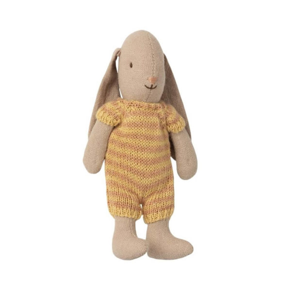 Maileg Micro Bunny Stripped Suit Yellow Pink