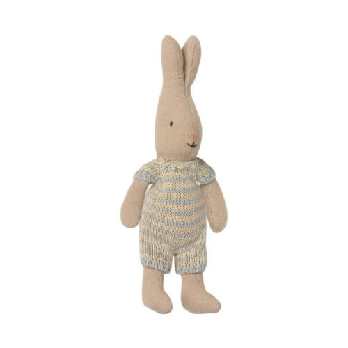 Maileg Micro Rabbit Knitted Suit Pale Blue Cream
