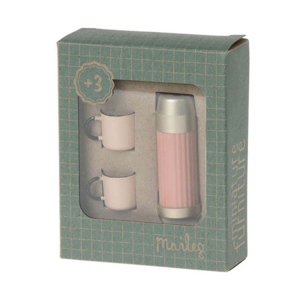 Maileg Thermos and Cups Coral